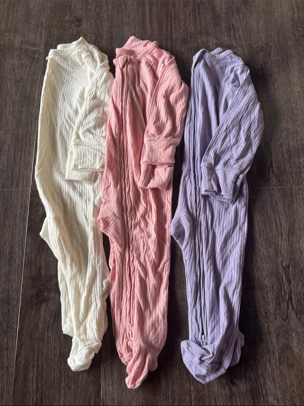 Carter's Ribbed One-Piece Pajama Set in Cream, Pink & Lavender